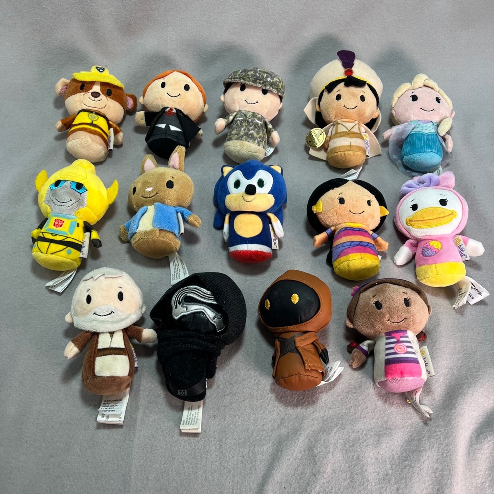 Hallmark Itty Bittys Plush Lot Multicolor Star Wars Disney Sonic Transformers 4"